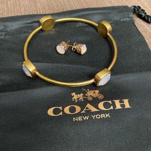 Coach Fashion Bangle and Stud Earrings Set